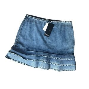 NEW Nasty Gal Denim Jean Mini Skirt Dark Wash Ruffle Y2K 8